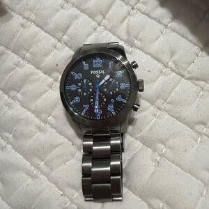 Fossil Stainless Steel Watch with Blue Highlights